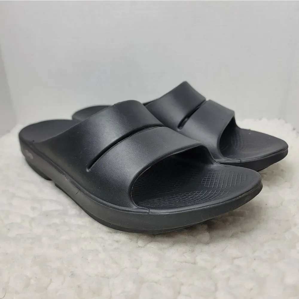 Oofos OOahh Orthopedic Shoes Mens Size 11 Recovery Comfort Black Slide Sandals
